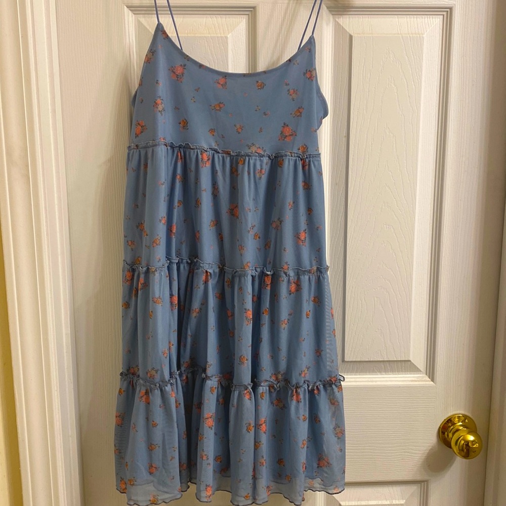 Ultra flirt S gray blue baby doll sundress.